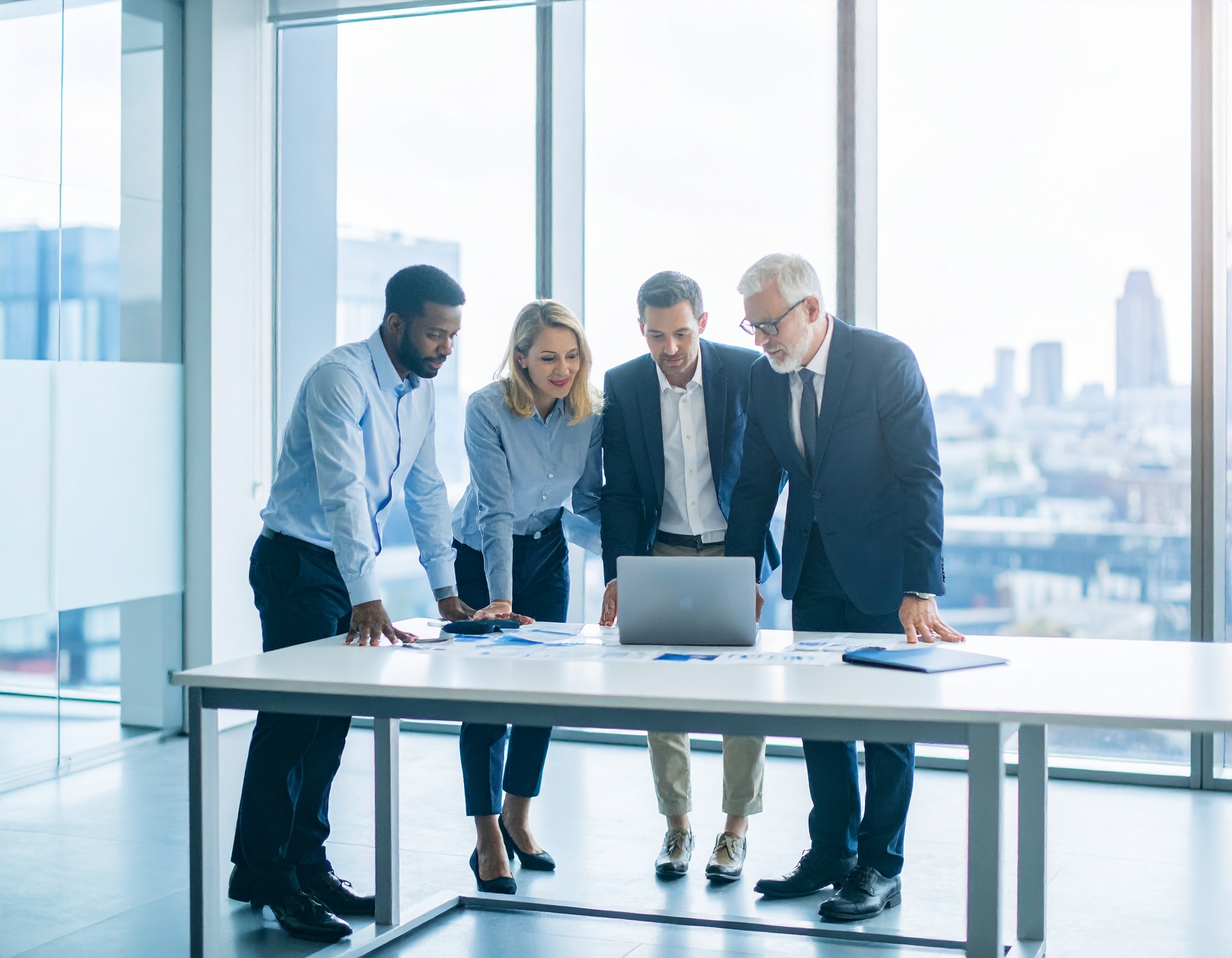 Professional team collaboration in modern office
